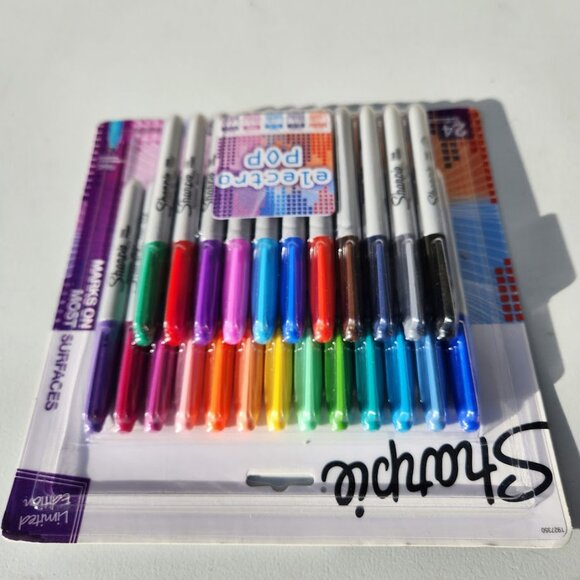 New SHARPIE Electro Pop Permanent Markers Fine Point Assorted Colors 24 Count Li - Picture 4 of 16